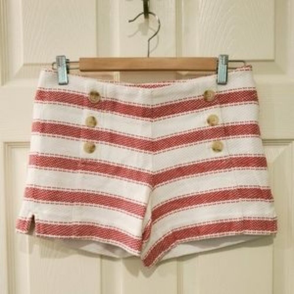 Red and White Stiped Retro Shorts - Size 2